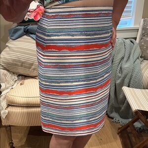 J. McLaughlin Blue and Red Casual Pencil Skirt